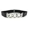 Cinturón de Cadena Metálica Decorativo Versátil para Mujer Cinturón de Cintura Ancho Punk Banda Elástica Extensible con Hebilla Metálica