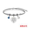 Pulseira Europeia e Americana Transfronteiriça Aço Inoxidável Pulseira Osso de Cobra Comemorativa Dia dos Professores Feriado Diamante Azul Presente Gravação Pulseira de Aço Titânio