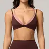 Sujetador de yoga sin costuras transfronterizo con espalda bonita, efecto dos piezas, bloques de color, deportivo casual para exteriores, fitness, sexy, versátil, ropa interior para mujer