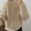 Top de Punto Holgado con Cuello Redondo y Diseño Retorcido Estiloso para Mujer Estilo Coreano Dongdaemun Nueva Llegada Cardigan de Punto Estilo Coreano para Primavera, Otoño e Invierno