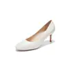 6313A Tacones Altos Minimalistas Simples de Punta Redonda para Mujer, Tacón Fino, Piel Mate, Boca Baja Zapatos de Salón, Elegantes para Viajar al Trabajo y Uso Profesional