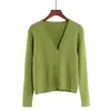 Cardigan Curto de Tricô Estilo Coreano Outono e Inverno Nova Jaqueta Suave e Grossa com Listras Verticais Casaco de Botão Único para Mulheres