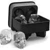 Venta al por mayor de Halloween Hielera 4 cavidades molde de calavera 4 agujeros calavera de silicona hockey sobre hielo calavera estante de hielo