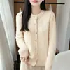 Cárdigan de punto trenzado de lana pura estilo vintage para mujer, holgado y casual, engrosado y cálido, con cuello redondo y cierre de botones