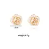 Brincos de Camélia com Gotejamento de Óleo e Zircônia para Mulheres, Design Exclusivo, Estilo Leve de Luxo, Brincos Elegantes, Acessórios de Orelha da Moda Florais Fofos para Mulheres