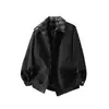 Chaqueta de cuadros estilo americano de dos piezas falsas para hombre, primavera y otoño, estilo británico, abrigo con solapa de aviador color marrón Maillard para hombre