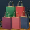 Bolsas Tote de Piel de Vaca Amarillas Lisas en Stock, Bolsas para Empaque de Ropa, Bolsas de Empaque, Bolsas para Llevar de Té de Leche Personalizadas con Logo al por Mayor