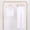 Conjunto de Chaleco en U y Pantalones Cortos Lulu Df con Etiqueta, Disponible para Envío Directo, Cuello Alto Ajustado, Conjunto de Yoga Elástico