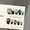 Uñas Portátiles Puramente Hechas a Mano, Piezas de Manicura Corta Marrón de Alta Gama para Otoño e Invierno, Parches de Uñas Postizas con Diamantes Apilados de Oso Lindo