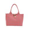 Bolsa de Lona a Cuadros Blanco y Negro Estilo Coreano Estilo Perezoso Bolso Tote de Hombro de Gran Capacidad para Verano de Mujer Bandolera para Viaje al Trabajo Bolsa de Compras