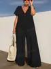 Amazon Comercio Exterior Transfronterizo Europeo y Americano Nuevo Mono Elegante de Color Sólido con Bolsillos, Cuello en V y Botones para Mujer