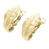 Brincos de Aço Inoxidável Banhados a Ouro 18K Estilo Moda Europeia e Americana com Textura de Folha 3D, Toque Personalizado de Alto Padrão, Tachos de Brincos de Folha