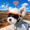 Casco para perro con agujeros para las orejas para paseos al aire libre en coche, sombrero a prueba de viento para mascotas, accesorio de motocicleta para perros, transfronterizo de Amazon