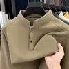 Sudadera de terciopelo catiónico de doble cara para hombre, nuevo modelo otoño e invierno 2026, cuello alto estilo chino, camiseta interior casual y cálida para hombre