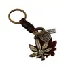 Llavero Decorativo de Hoja de Arce de Bronce Antiguo Creativo y Personalizado, Accesorio Tejido de Cuero Hecho a Mano Estilo Vintage Venta Caliente Transfronteriza