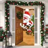 Cubierta de Puerta de Tela Elástica Cubierta de Puerta de Navidad Alegre Transfronteriza Tapiz Fondo de Tela de Regalo de Papá Noel para Fiesta Festiva
