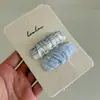 Grampo de Cabelo com Laço Listrado Azul Menta Quebra-Clipes Grampo para Franja de Menina pequena conjunto Grampo Bico de Pato Grampo para Cabelo Quebrado Infantil