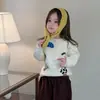 Blusa de Tricô Jacquard com Pontos Coloridos para Meninas Maiyoyo Suéter Jacquard Fofo de Cogumelo Infantil