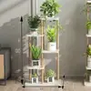 Suporte de Flores de Madeira Maciça e Ferro Layout de Sala de Estar Escada de Chão Multicamadas Rack de Armazenamento para Suculentas Varanda Suporte para Vasos de Flores