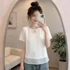 Design estilo francês, camiseta leve de manga curta para mulheres, novo modelo verão 2026, plus size, modelagem solta, que afina e valoriza a silhueta.