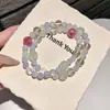Pulsera de Cristal Natural Original Humo Púrpura Rosa Ágata de Venas Azules Rodocrosita Pulsera de Cristal Rosa Rosa Suave