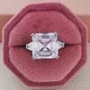 Anillo de Zirconia Corte Princesa, Lujo Ligero y Sensación de Alta Gama, Joyería Exquisita para Mujeres, Diseño de Nicho, Venta al por Mayor Transfronteriza R4337