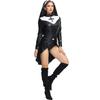 S-XXL Disfraz de Monja de Cuero para Halloween Disfraz de Monja Punk de Cuero PU Uniforme Cos