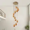 Estilo Zen Chino Bambú Creativo Lámpara Colgante de Línea Larga Doble Edificio Loft Casa de Huéspedes Apartamento Sala de Té Escalera Lámpara Colgante Hueca