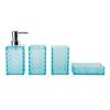 Baño plástico de cuatro piezas transparente cuadros diamante fábrica mayoreo baño enjuague bucal soporte para cepillo juego de cuatro piezas