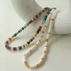 Ins Nicho UFO Colorida Corrente de Pescoço com Contas Coloridas Estilo Europeu e Americano Feminino Moda Hip-hop Colar Corrente de Pescoço com Contas de Concha