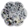 Conjunto de Caixa de Flores de Ameixa Pérola Artificial Semicírculo Ab Colorido Patch para Unha de Base Plana Cor Mista Acessórios de Joia Capa de Celular DIY