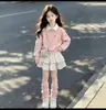 Sudadera con Capucha y Cuello de Lazo Dulce y Lindo Moda para Dama Falda Esponjosa de Pastel Conjunto de Dos Piezas para Niñas Primavera Otoño