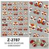 Redanco Nuevo 5D en Relieve Cyber Rojo Caliente Año Nuevo Danza del León Pegatina para Uñas Pegatina Estéreo para Uñas Z-2787