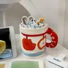 Estuche para Lápices con Taza de Agua Creativa, Bolsa de Papelería de Alta Estética Estilo Ins de Dibujos Animados, Caja de Papelería para Estudiantes con Diseño de Nicho, Estuche para Lápices