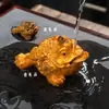 Sapo Dourado da Sorte Pet de Chá que Muda de Cor Enfeites Bandeja de Chá de Boutique Mesa de Chá Acessórios para Conjunto de Chá Argila Roxa Wukong Monge
