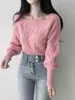 Suéter Grosso Torcido para Mulheres, Novo Agasalho de Outono e Inverno com um Design Elegante e Único, Top de Tricô Básico Ajustado e Lisonjeiro