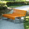 Banco de parque, banco largo para exteriores, banco doble para patio con respaldo, asiento de ocio de madera-plástico anticorrosión para exteriores, hierro forjado