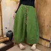 Verão 2026 Novo Casual Solto Versátil Vintage Simples Artesanato de Alto Padrão Patchwork Tamanho Plus Algodão-Linho Calças Lanterna para Mulheres