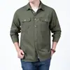 Nova camisa masculina de manga comprida para comércio exterior, estilo primavera e outono, camisa de trabalho solta e moderna, top casual masculino com múltiplos bolsos