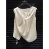 Top Casual Versátil Francés Estilo Coreano Retro Simple Moda Chic Único Diseño Irregular Top sin Mangas para Mujer