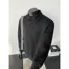 Camisa polo estilo coreano de caimento solto com punhos canelados, modelagem ampla, adequada para o dia a dia, para ir ao trabalho e como um top casual para casais