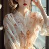 Nuevo Vestido Blanco con Flores Estilo Chino de Manga Larga para Mujer Primavera Estilo Francés de Alta Gama Estilo Dama Hermosa Falda de Botones