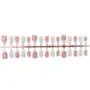 30 Piezas de Uñas Postizas Portátiles Más Vendidas Transfronterizas, Populares Uñas Postizas Blancas Estilo Francés 3D con Perlas, Uñas Postizas con Forma de Almendra