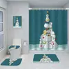 Serie de Decoración Navideña Cortina de Ducha Baño de Hotel Pintura de Decoración Navideña Cortina de Ducha Impermeable sin Perforaciones Juego de Alfombrilla de Baño