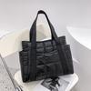 Bolsa casual estilo coreano 2024 nova moda inverno algodão acolchoado jaqueta xadrez bolsa de ombro estudante portátil bolsa crossbody