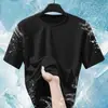 Camiseta de Manga Corta para Hombre de Color Sólido y Malla de Seda de Hielo, Estilo Nuevo de Verano, Transpirable con Cuello Redondo para Hombre, Talla Grande