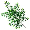 Hojas de Banyan de Simulación Plástico Laminado Hojas Verdes Decoración Hojas Ramas Hojas Falsas de Banyan Laminadas Ramas para Paisajismo