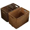 Grande cesta de armazenamento com trama semelhante ao rattan, no estilo INS da moda, perfeita para organizar armários e guarda-roupas, e para armazenamento simples na sala de estar