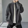 Cárdigan de punto estilo coreano con cuello alto, doble cremallera, color liso, mangas raglán, corte holgado, adecuado para el uso diario y casual.