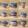 Taza de Té Pequeña Morada Degradada del Fabricante Taza de Té de Cerámica Conejo de Jade Tallado Pintado a Mano Taza Maestra Taza de Té Juego de Té Kung Fu de Gama Alta